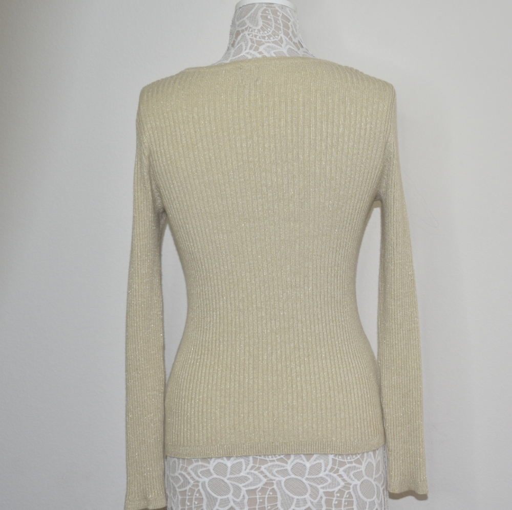 212 Collection Gold Ribbed Sweater - Picture 3 of 7